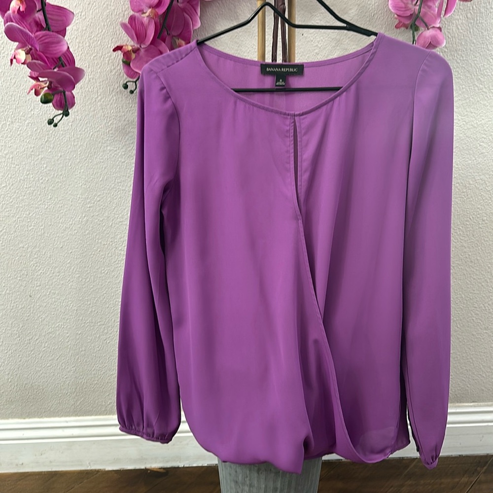 Banana Republic purple sheer blouse.
